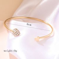 Elegant Heart Shape Twist Alloy Plating Inlay Rhinestones Rose Gold Plated Women's Cuff Bracelets sku image 2