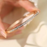 Casual Elegant Luxurious Solid Color Stainless Steel Polishing Plating Inlay Rhinestones 18k Gold Plated Bangle sku image 2