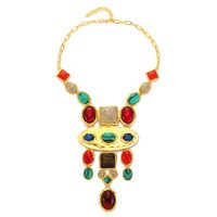 Elegant Luxurious Ethnic Style Geometric Artificial Gemstones Zinc Alloy Wholesale Pendant Necklace main image 2