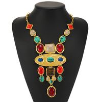 Elegant Luxurious Ethnic Style Geometric Artificial Gemstones Zinc Alloy Wholesale Pendant Necklace sku image 1