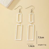 1 Pair Simple Style Streetwear Rectangle Plating Hollow Out Alloy Silver Plated Drop Earrings main image 3