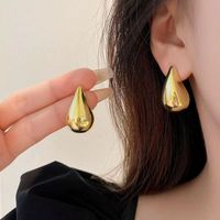1 Pair Simple Style Water Droplets Alloy Gold Plated Silver Plated Ear Studs main image 6