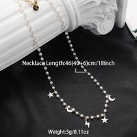 Fairy Style Sweet Pentagram Star Moon Stainless Steel Pendant Necklace sku image 2