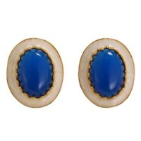 1 Pair Simple Style Oval Inlay Alloy Artificial Gemstones Ear Studs main image 5