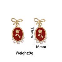 1 Pair Vintage Style Bow Knot Enamel Plating Inlay Alloy Artificial Pearls Gold Plated Drop Earrings sku image 1