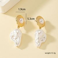 1 Pair French Style Pearl Asymmetrical Plating Alloy 14k Gold Plated Drop Earrings sku image 1