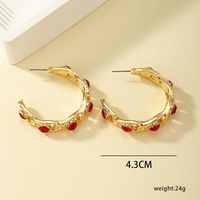 1 Pair Simple Style Classic Style Commute C Shape Plating Inlay Alloy Artificial Diamond 14k Gold Plated Ear Studs main image 4