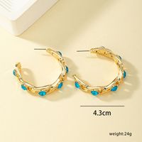 1 Pair Simple Style Classic Style Commute C Shape Plating Inlay Alloy Artificial Diamond 14k Gold Plated Ear Studs main image 5
