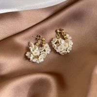 1 Piece Glam Lady Flower Alloy Plastic Gold Plated Drop Earrings main image 1