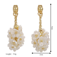 1 Piece Glam Lady Flower Alloy Plastic Gold Plated Drop Earrings main image 2
