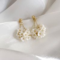 1 Piece Glam Lady Flower Alloy Plastic Gold Plated Drop Earrings main image 7
