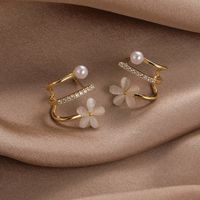 1 Piece Glam Lady Flower Copper Gold Plated Ear Cuffs main image 3