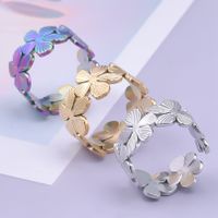 Vintage Style Flower Stainless Steel Polishing Open Rings main image 1