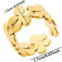 Vintage Style Flower Stainless Steel Polishing Open Rings sku image 3