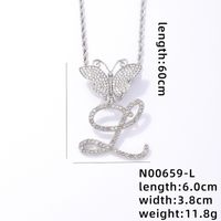 Hip Hop Lettre Papillon Acier Inoxydable 304 Le Cuivre Placage Incruster Strass Plaqué Rhodium Femmes Pendentif sku image 12