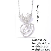 Hip-Hop Letter Butterfly 304 Stainless Steel Copper Plating Inlay Rhinestones Rhodium Plated Women's Pendant Necklace sku image 15
