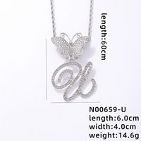 Hip Hop Lettre Papillon Acier Inoxydable 304 Le Cuivre Placage Incruster Strass Plaqué Rhodium Femmes Pendentif sku image 21