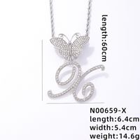 Hip Hop Lettre Papillon Acier Inoxydable 304 Le Cuivre Placage Incruster Strass Plaqué Rhodium Femmes Pendentif sku image 24