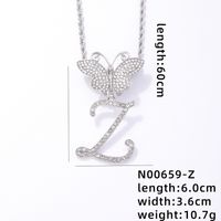 Hip Hop Lettre Papillon Acier Inoxydable 304 Le Cuivre Placage Incruster Strass Plaqué Rhodium Femmes Pendentif sku image 26