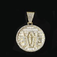 Hip Hop Ronda Aleación Embutido Diamantes De Imitación Hombres Collar Colgante sku image 1