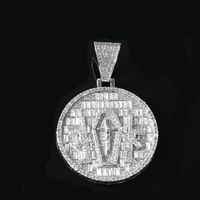 Hip Hop Ronda Aleación Embutido Diamantes De Imitación Hombres Collar Colgante sku image 2