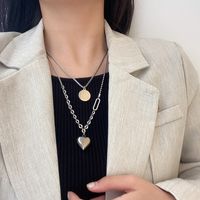 Elegant Streetwear Heart Shape Alloy Titanium Steel Women's Layered Necklaces main image 6