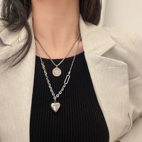 Elegant Streetwear Heart Shape Alloy Titanium Steel Women's Layered Necklaces sku image 1