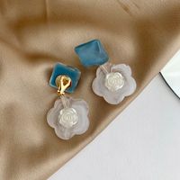 1 Pair Vintage Style Flower Plating Resin Drop Earrings sku image 2