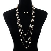 Elegant Modern Style Simple Style Geometric Imitation Pearl Women's Layered Necklaces main image 5