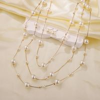 Elegant Modern Style Simple Style Geometric Imitation Pearl Women's Layered Necklaces main image 3