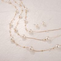 Elegant Modern Style Simple Style Geometric Imitation Pearl Women's Layered Necklaces main image 4
