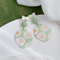 1 Pair Vintage Style Flower Bow Knot Stoving Varnish Alloy Resin Drop Earrings main image 6