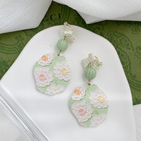1 Pair Vintage Style Flower Bow Knot Stoving Varnish Alloy Resin Drop Earrings sku image 2