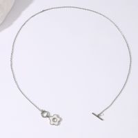 Wholesale Simple Style Flower Stainless Steel Inlay Shell Necklace sku image 1