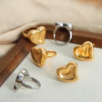 Einfacher Stil Herzform Titan Stahl Überzug 18 Karat Vergoldet Ringe main image 1