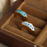 Vacation Pea Titanium Steel Enamel Plating 18k Gold Plated Open Rings main image 6