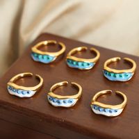 Vacation Pea Titanium Steel Enamel Plating 18k Gold Plated Open Rings main image 1