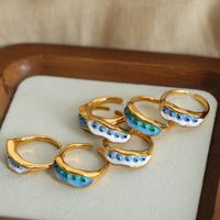 Vacation Pea Titanium Steel Enamel Plating 18k Gold Plated Open Rings main image 5