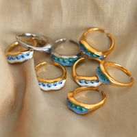 Vacation Pea Titanium Steel Enamel Plating 18k Gold Plated Open Rings main image 4