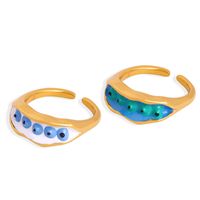 Vacation Pea Titanium Steel Enamel Plating 18k Gold Plated Open Rings main image 3