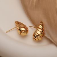 1 Pair Simple Style Roman Style Geometric Plating Copper 18k Gold Plated Ear Studs main image 4