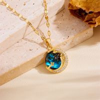Acero Titanio Chapados en oro de 18k Estilo Vintage Enchapado Luna Acrílico Diamantes De Imitación Collar Colgante sku image 4