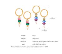 1 Pair Casual Vacation Simple Style Geometric Plating Beaded Natural Stone Titanium Steel 18k Gold Plated Drop Earrings main image 2