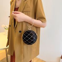 Khaki Brown Grey Suede Lattice Solid Color Chain Round Hot Drill Sewing Evening Bags main image 8
