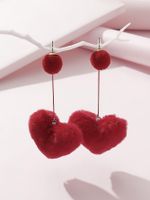 1 Pair Simple Style Heart Shape Synthetic Fibre Drop Earrings main image 5