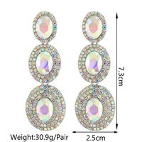1 Pair Elegant Oval Plating Inlay Alloy Rhinestones Glass Drop Earrings main image 7