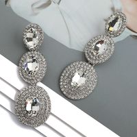 1 Pair Elegant Oval Plating Inlay Alloy Rhinestones Glass Drop Earrings main image 6