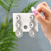 1 Pair Elegant Oval Plating Inlay Alloy Rhinestones Glass Drop Earrings sku image 4