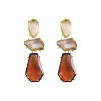 1 Pair Vintage Style Simple Style Square Plating Inlay Synthetic Resin Resin Silver Plated Drop Earrings sku image 1