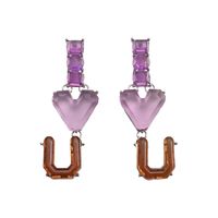 1 Pair Vintage Style Simple Style Square Plating Inlay Synthetic Resin Resin Silver Plated Drop Earrings sku image 2
